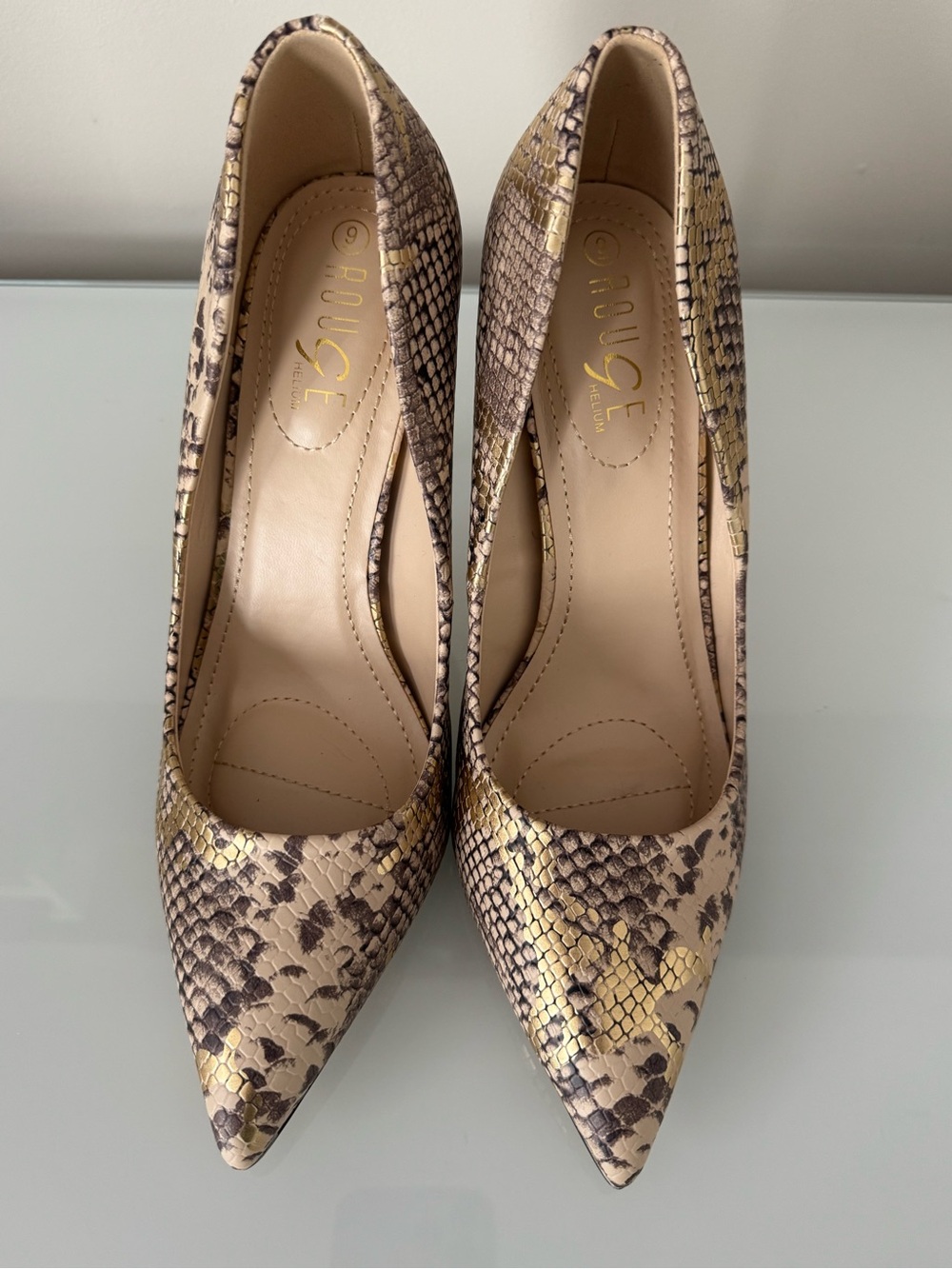 Rouge Helium Gold snakes woman stiletto pumps size 9 - Picture 2 of 6